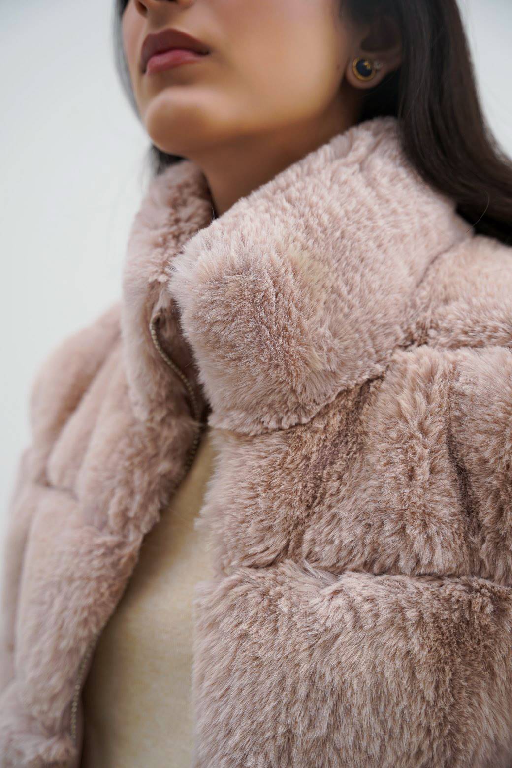 BEIGE PLUSH FUR JACKET