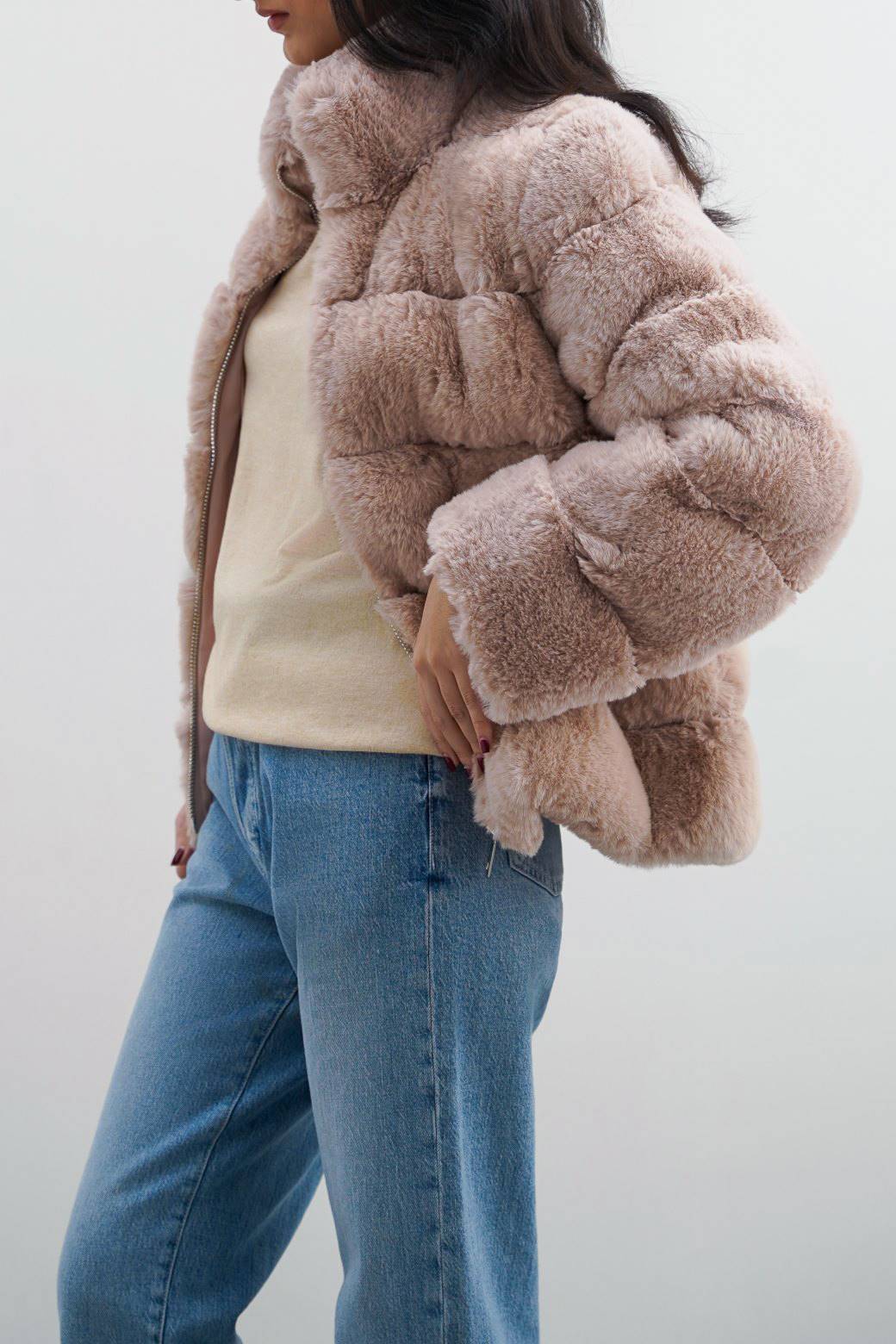 BEIGE PLUSH FUR JACKET