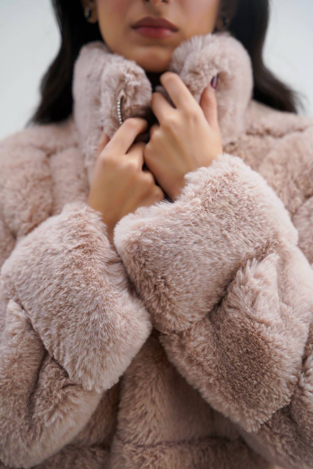 BEIGE PLUSH FUR JACKET