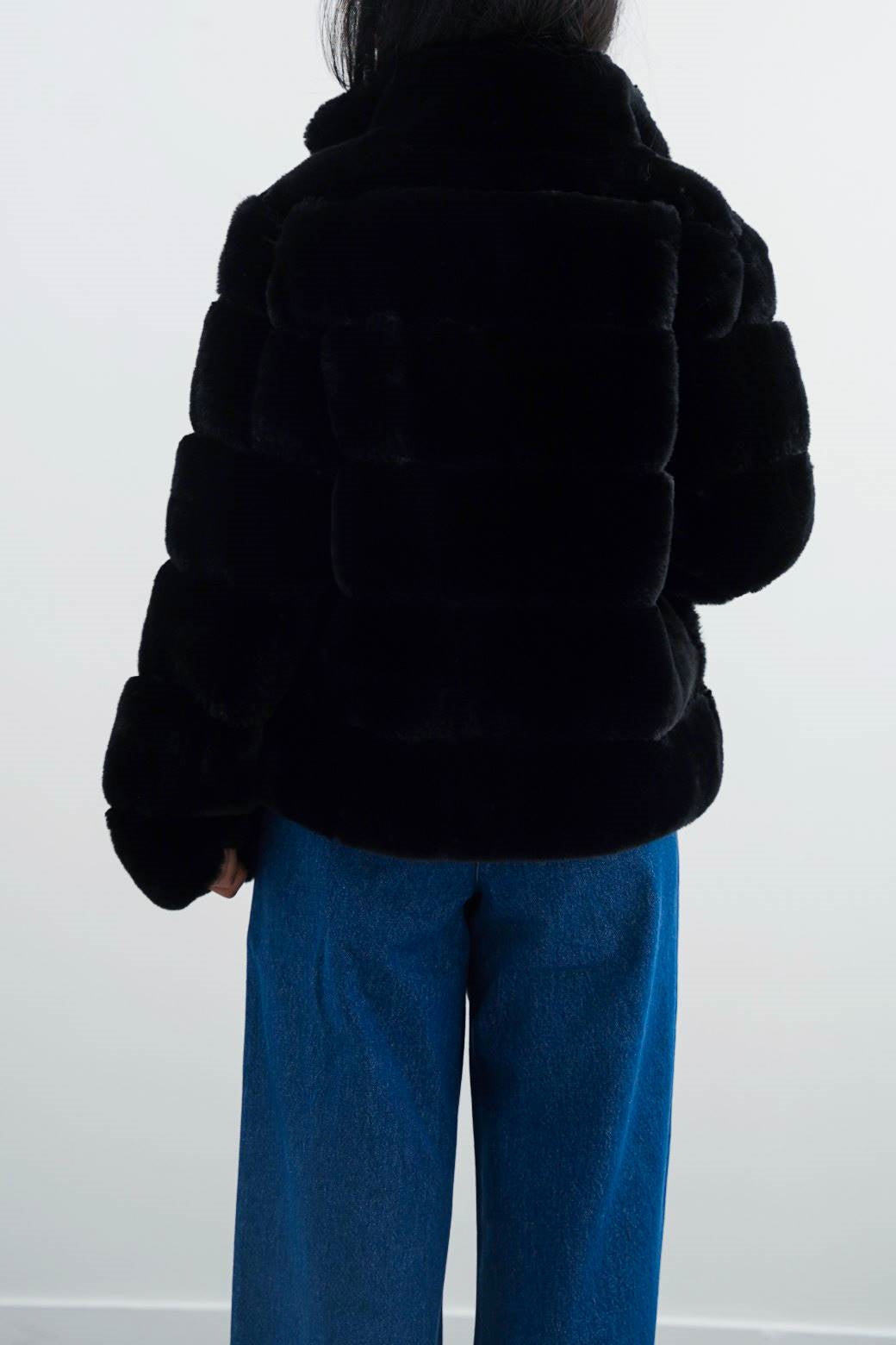BLACK PLUSH FUR JACKET