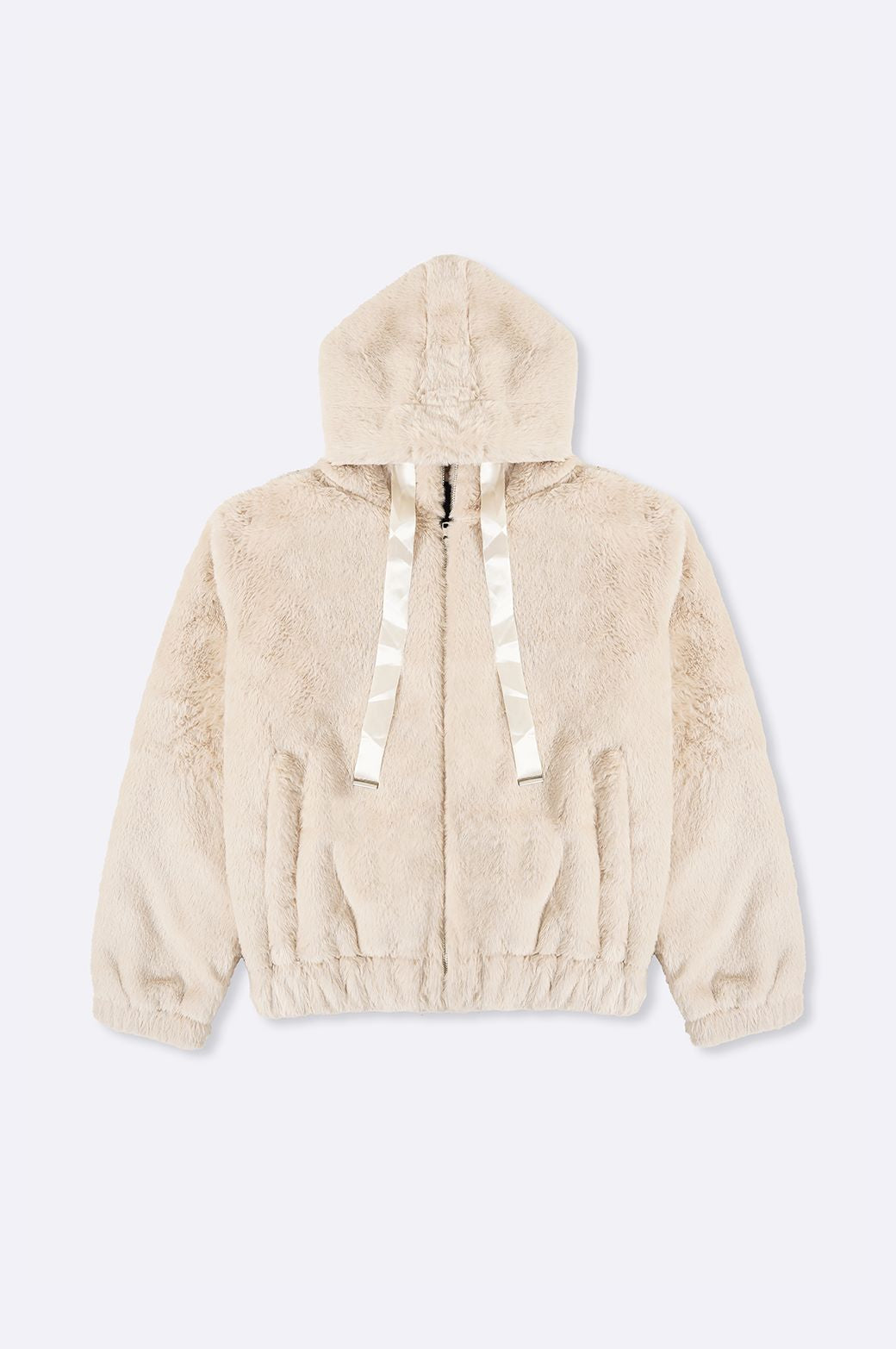 BEIGE SHORT FUR HOODIE