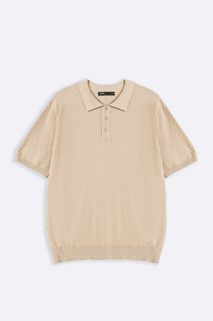 BEIGE TEXTURED POLO