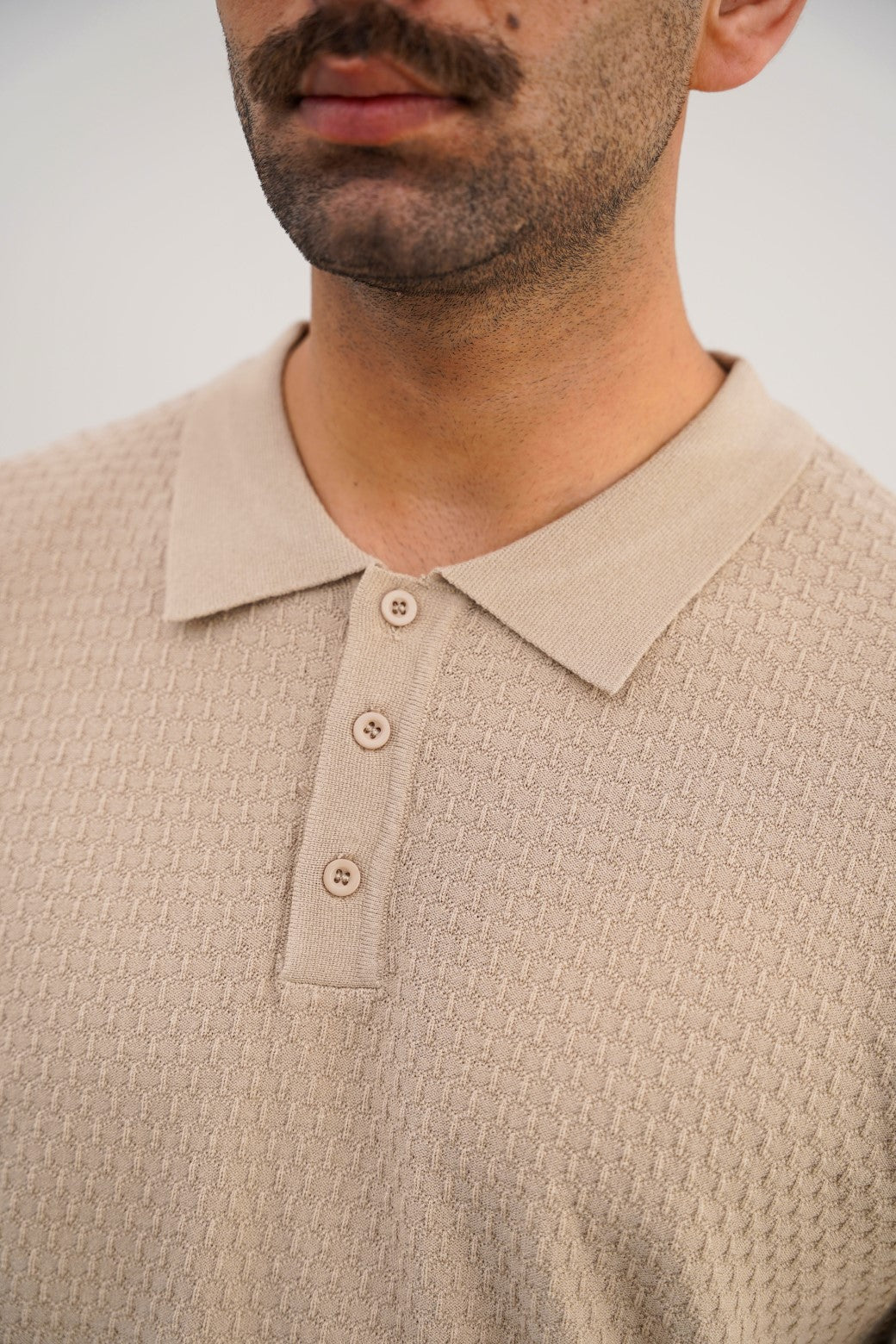 BEIGE TEXTURED POLO