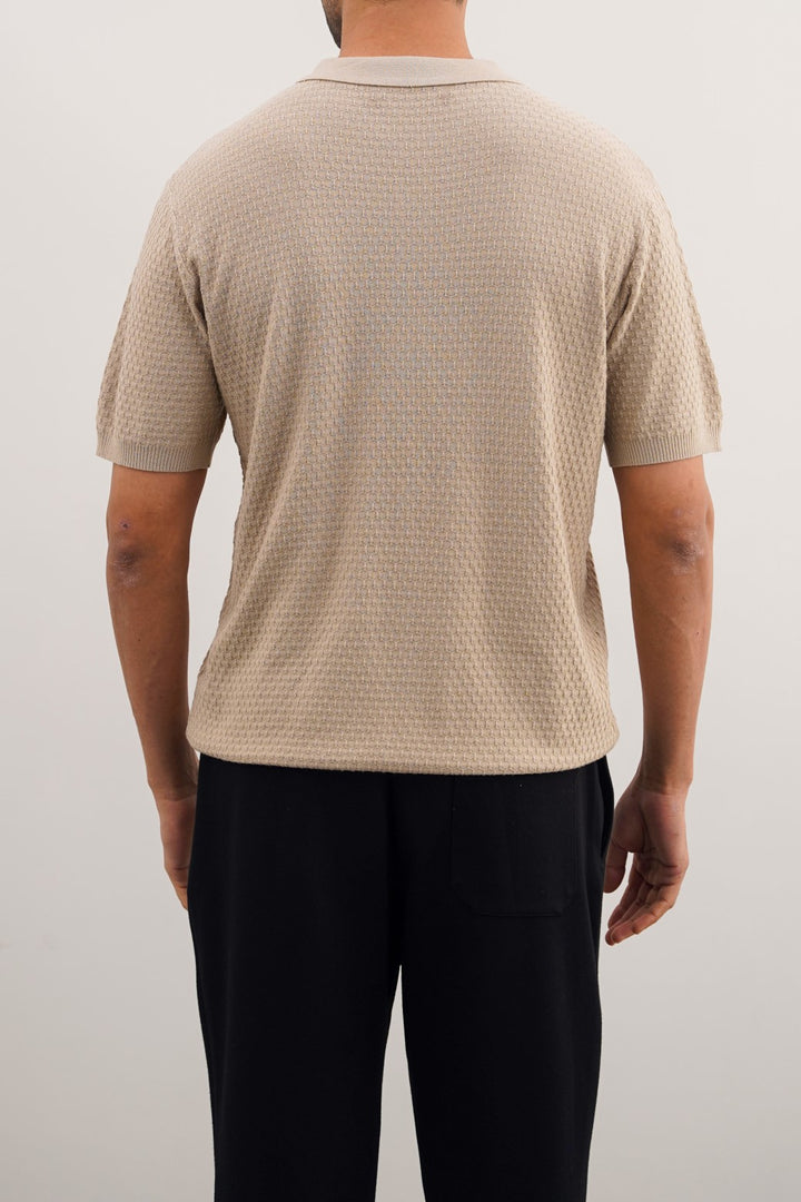 BEIGE TEXTURED POLO