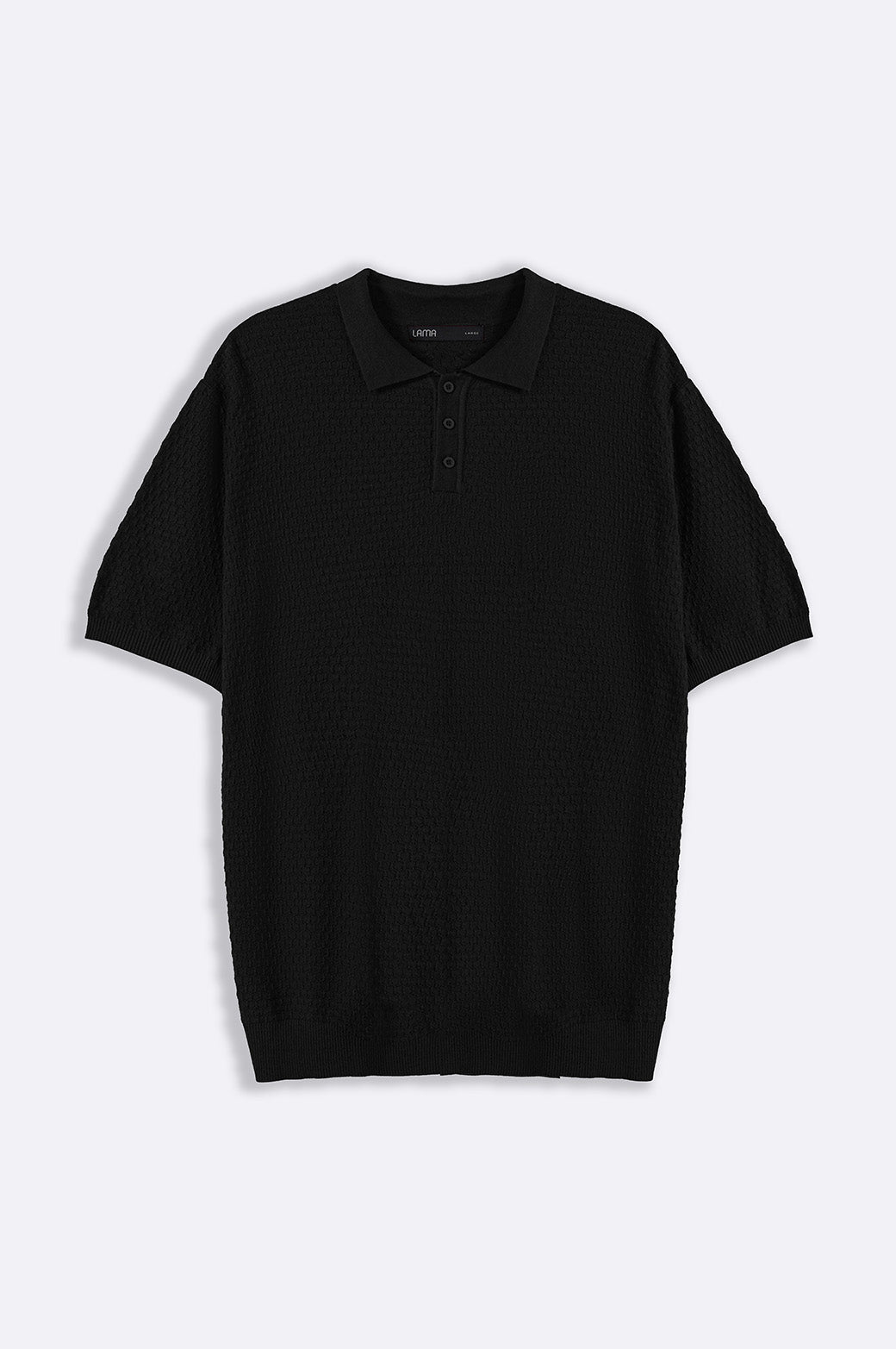 BLACK TEXTURED POLO