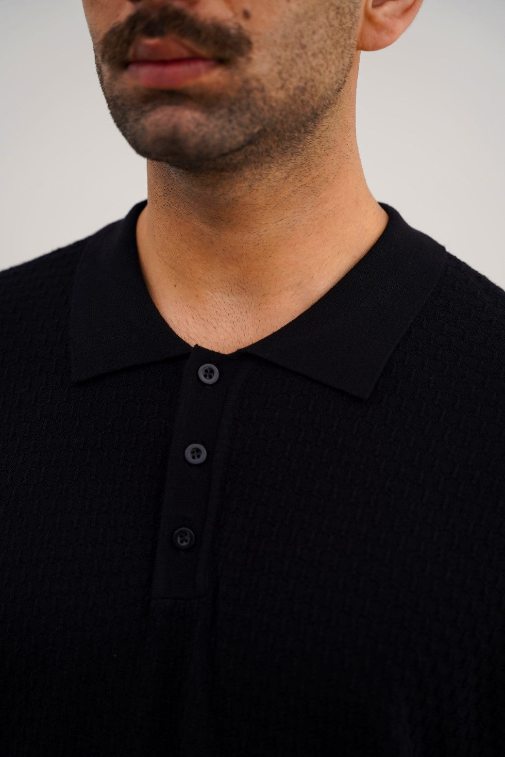 BLACK TEXTURED POLO