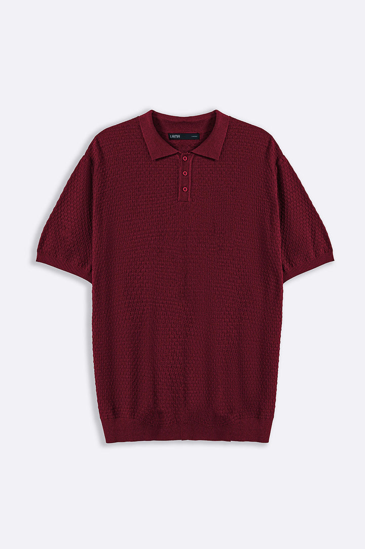 BURGUNDY TEXTURED POLO