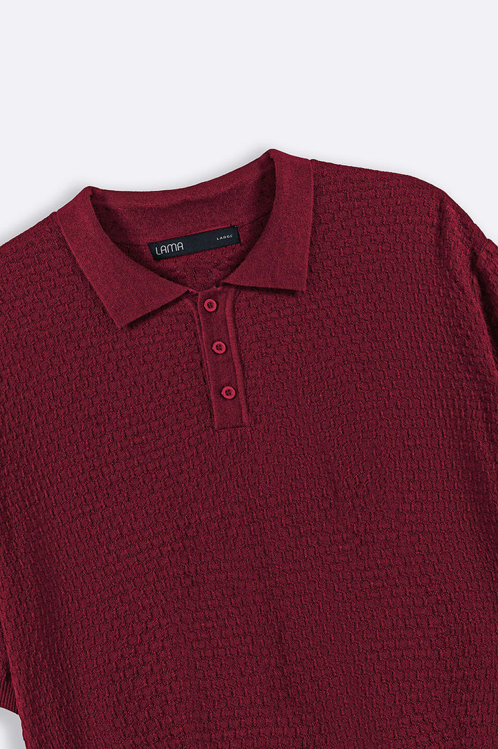 BURGUNDY TEXTURED POLO