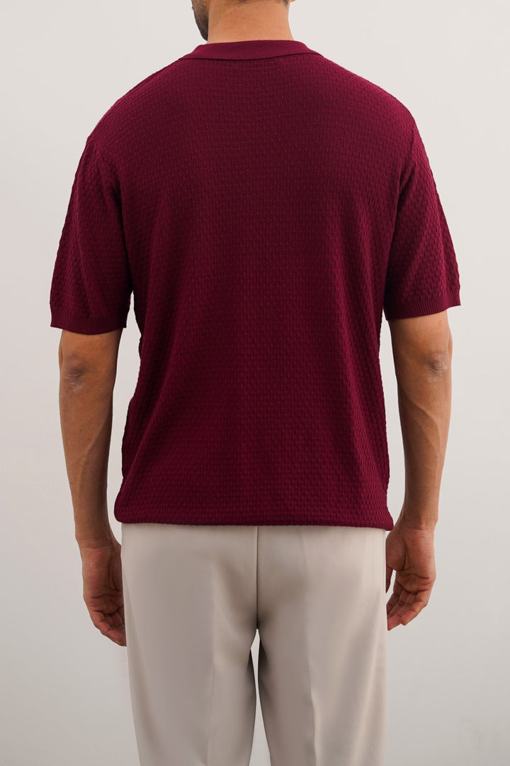 BURGUNDY TEXTURED POLO