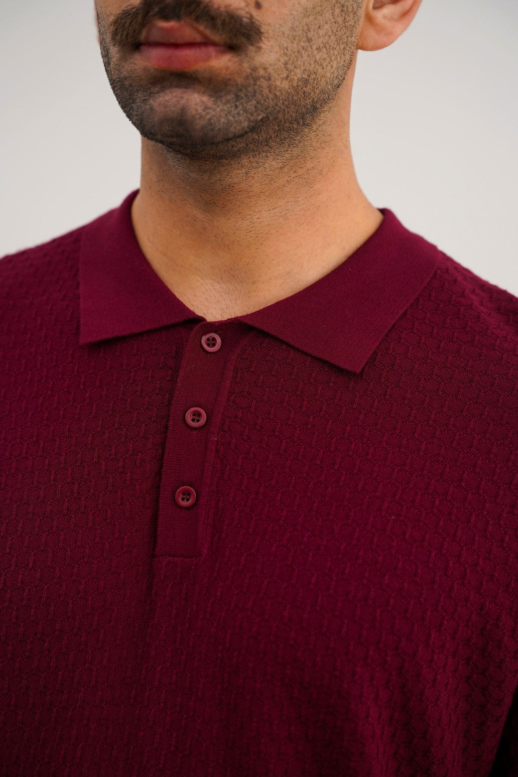 BURGUNDY TEXTURED POLO