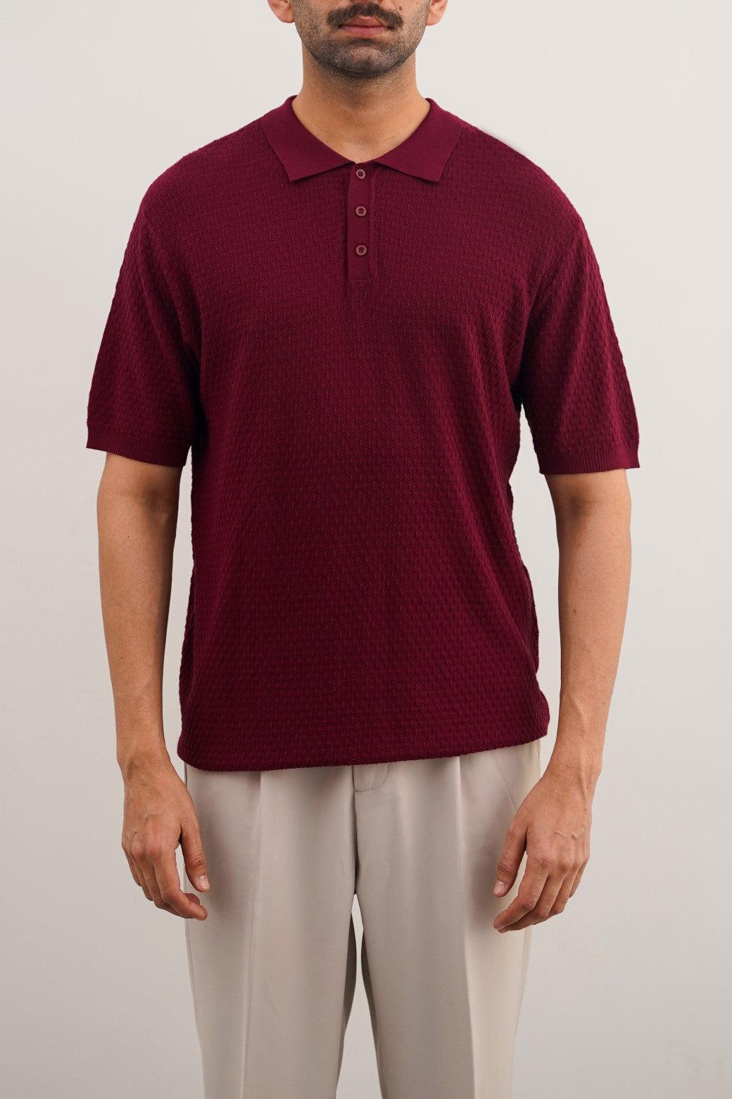 BURGUNDY TEXTURED POLO