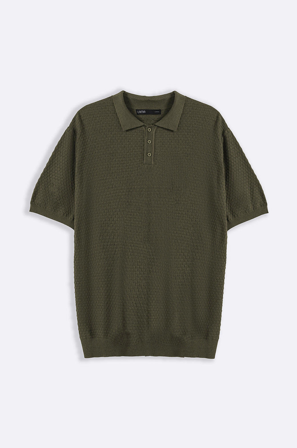 DARK GREEN TEXTURED POLO