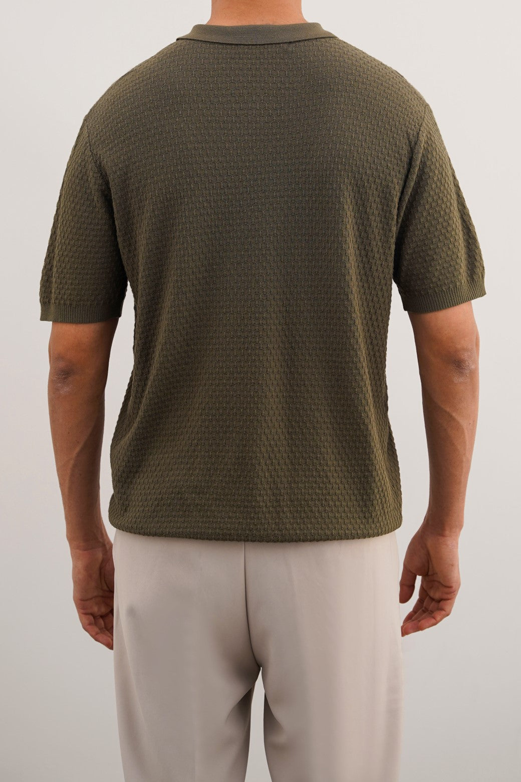 DARK GREEN TEXTURED POLO