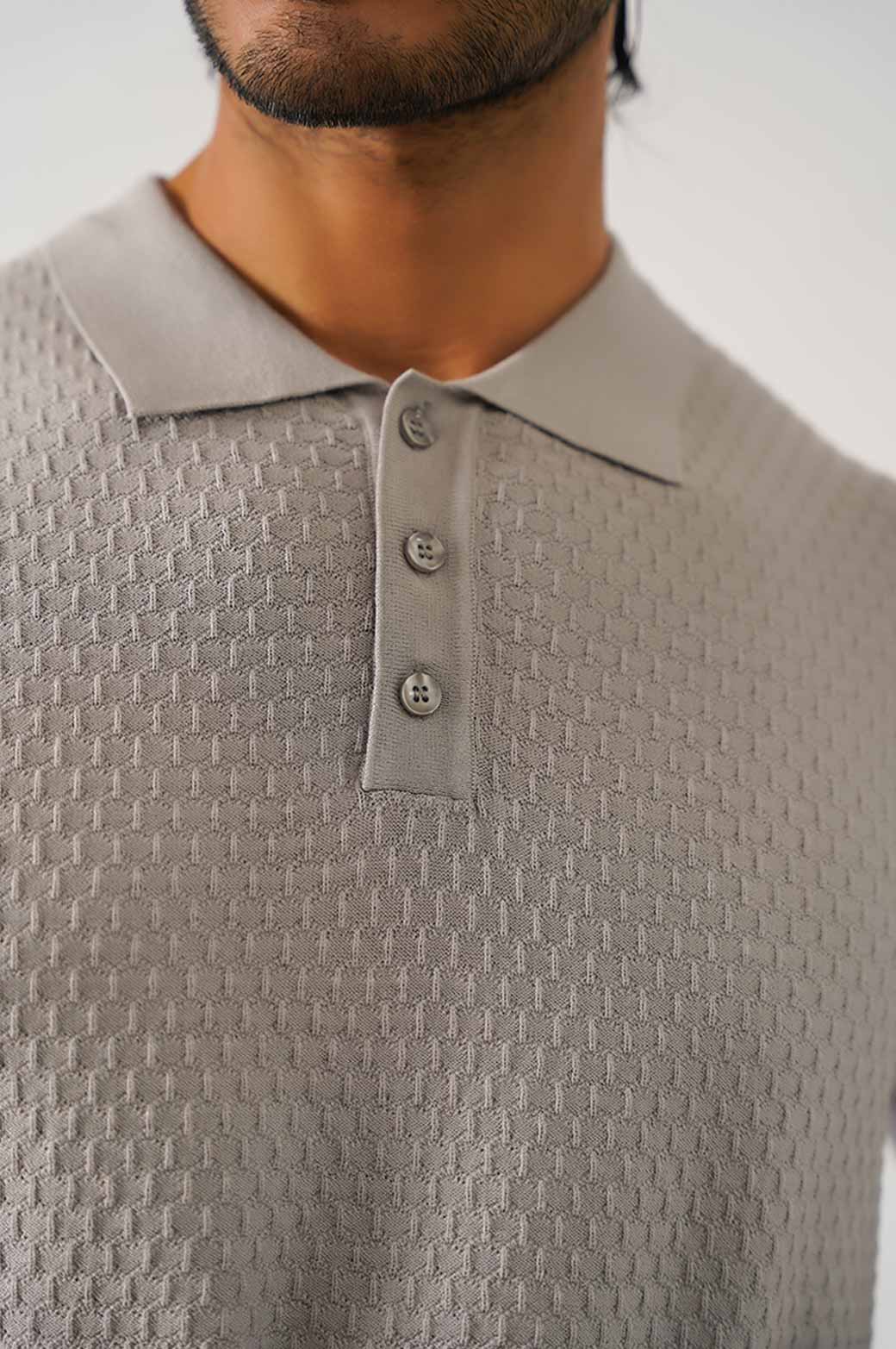 GREY TEXTURED POLO