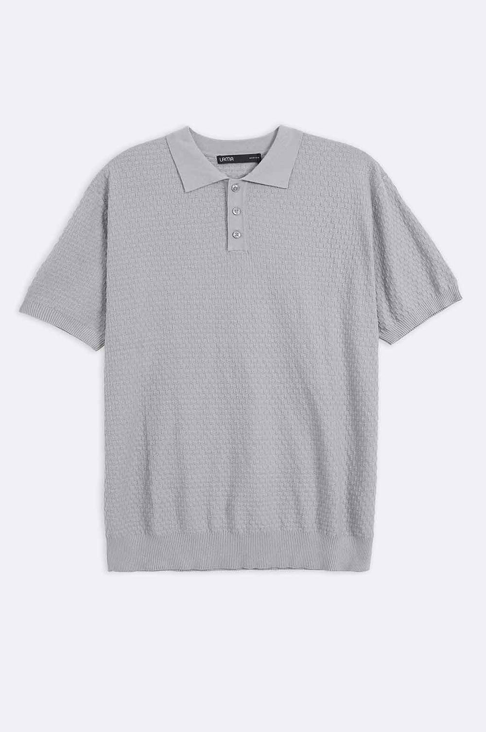 GREY TEXTURED POLO