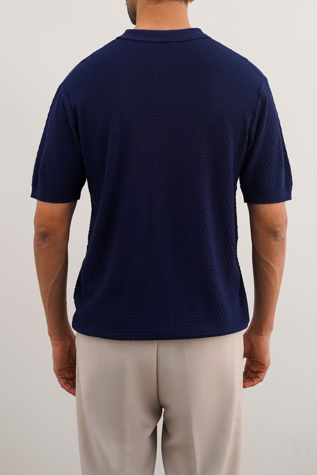 NAVY TEXTURED POLO