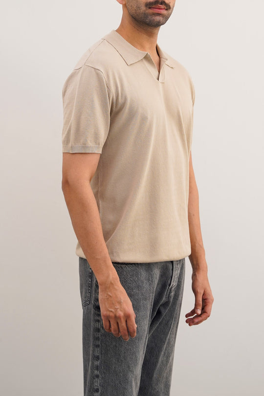 BEIGE TEXTURED POLO