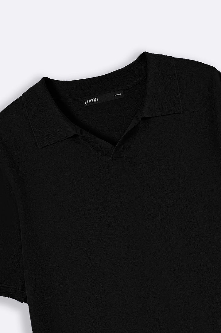 BLACK TEXTURED POLO