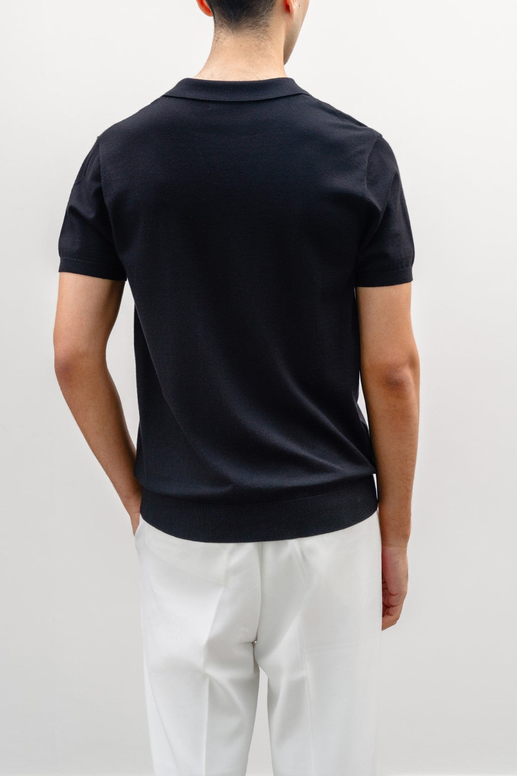 BLACK TEXTURED POLO