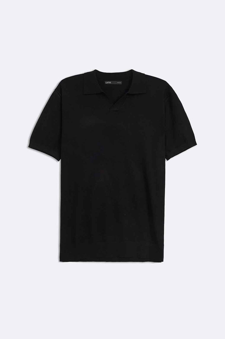 BLACK TEXTURED POLO