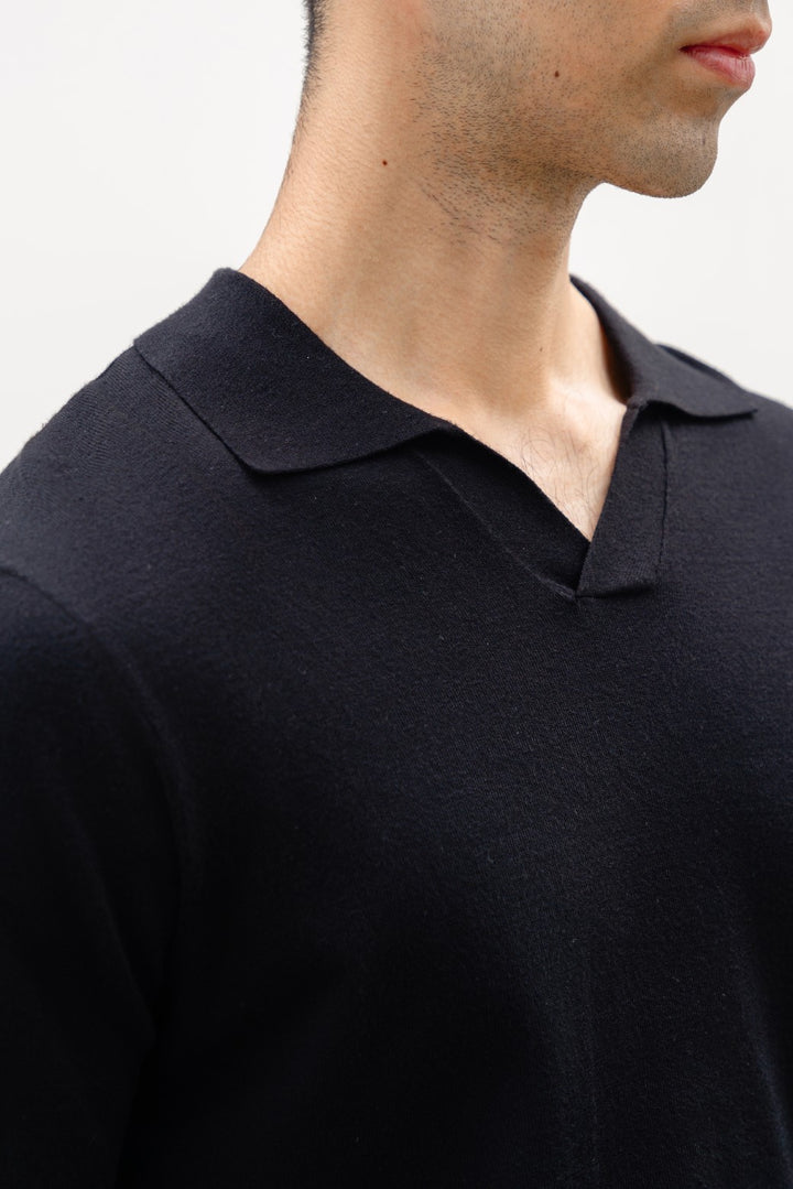 BLACK TEXTURED POLO