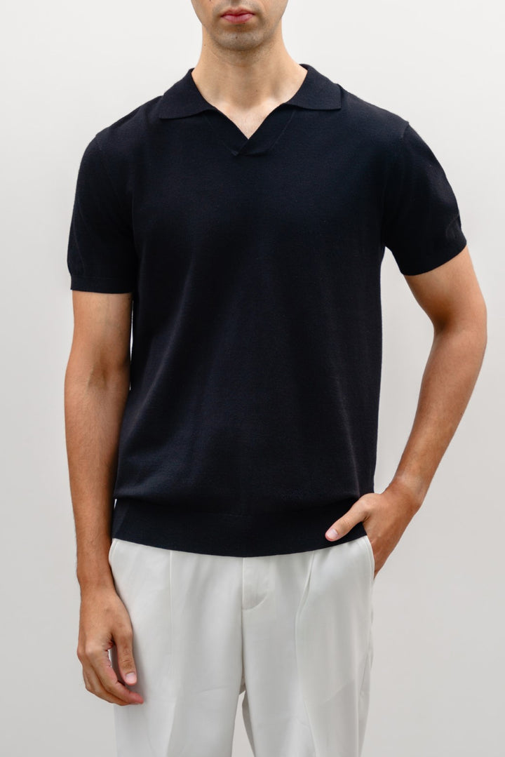 BLACK TEXTURED POLO