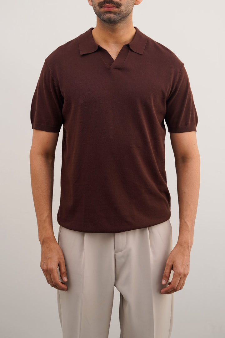 BROWN TEXTURED POLO