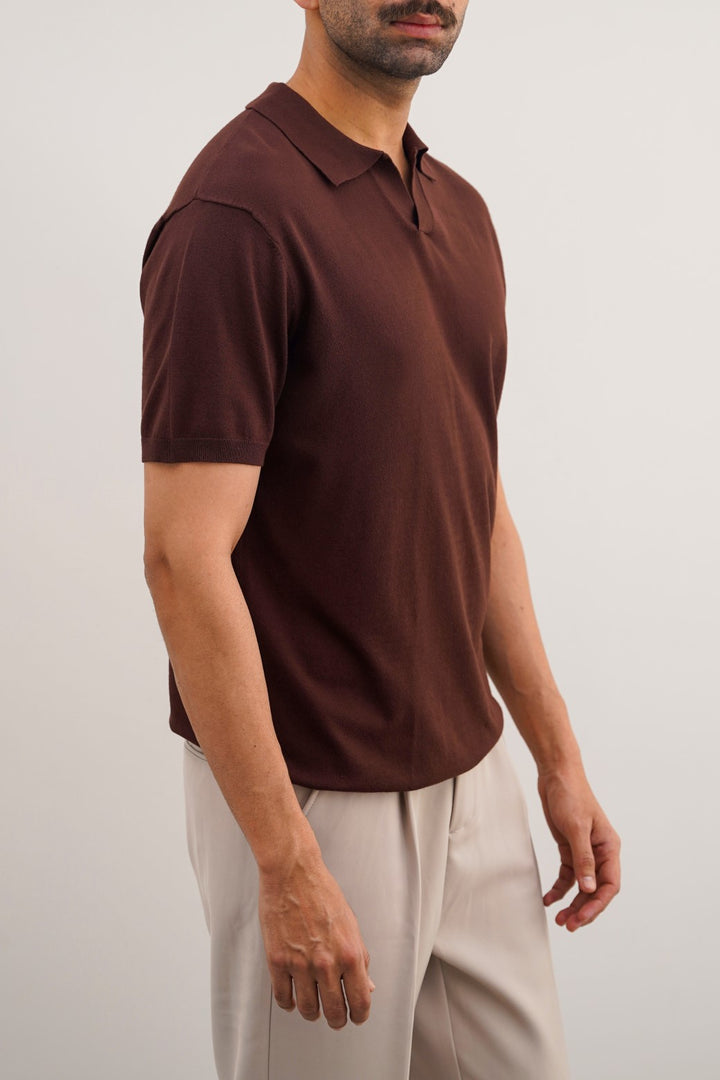 BROWN TEXTURED POLO