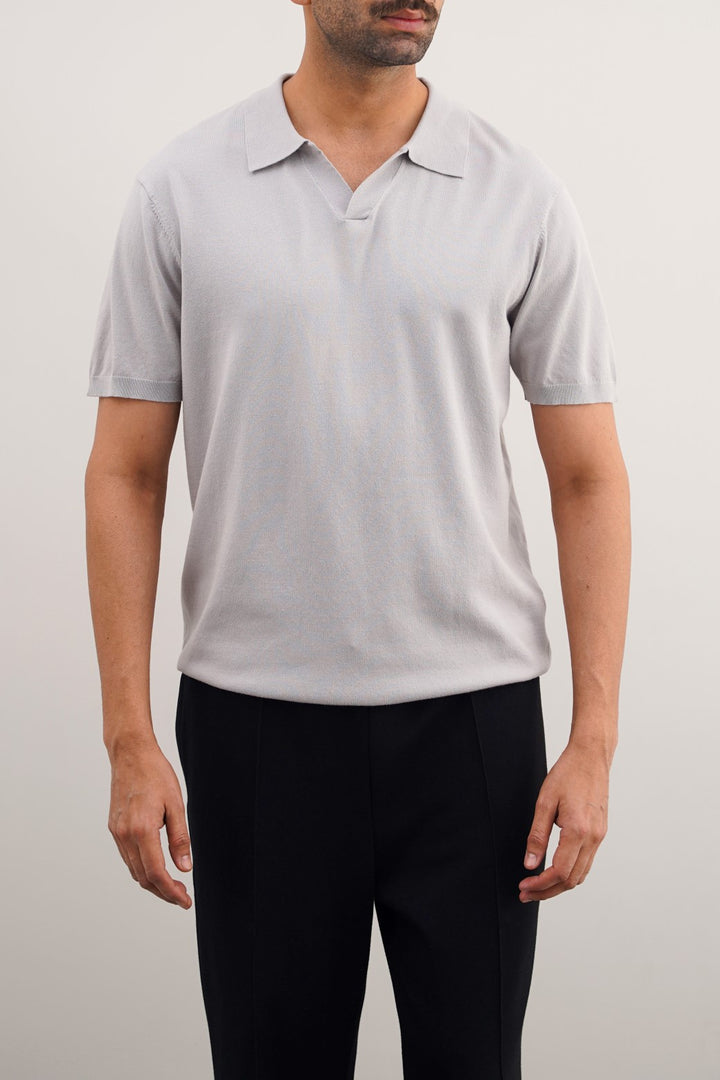 LIGHT GREY TEXTURED POLO