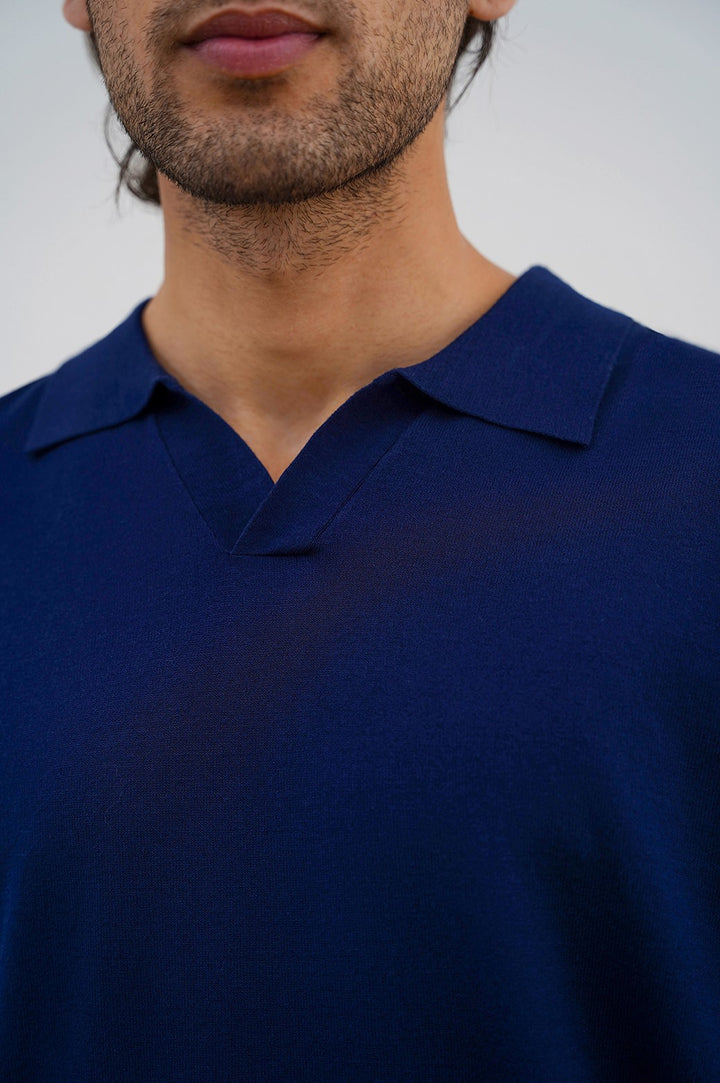 NAVY TEXTURED POLO