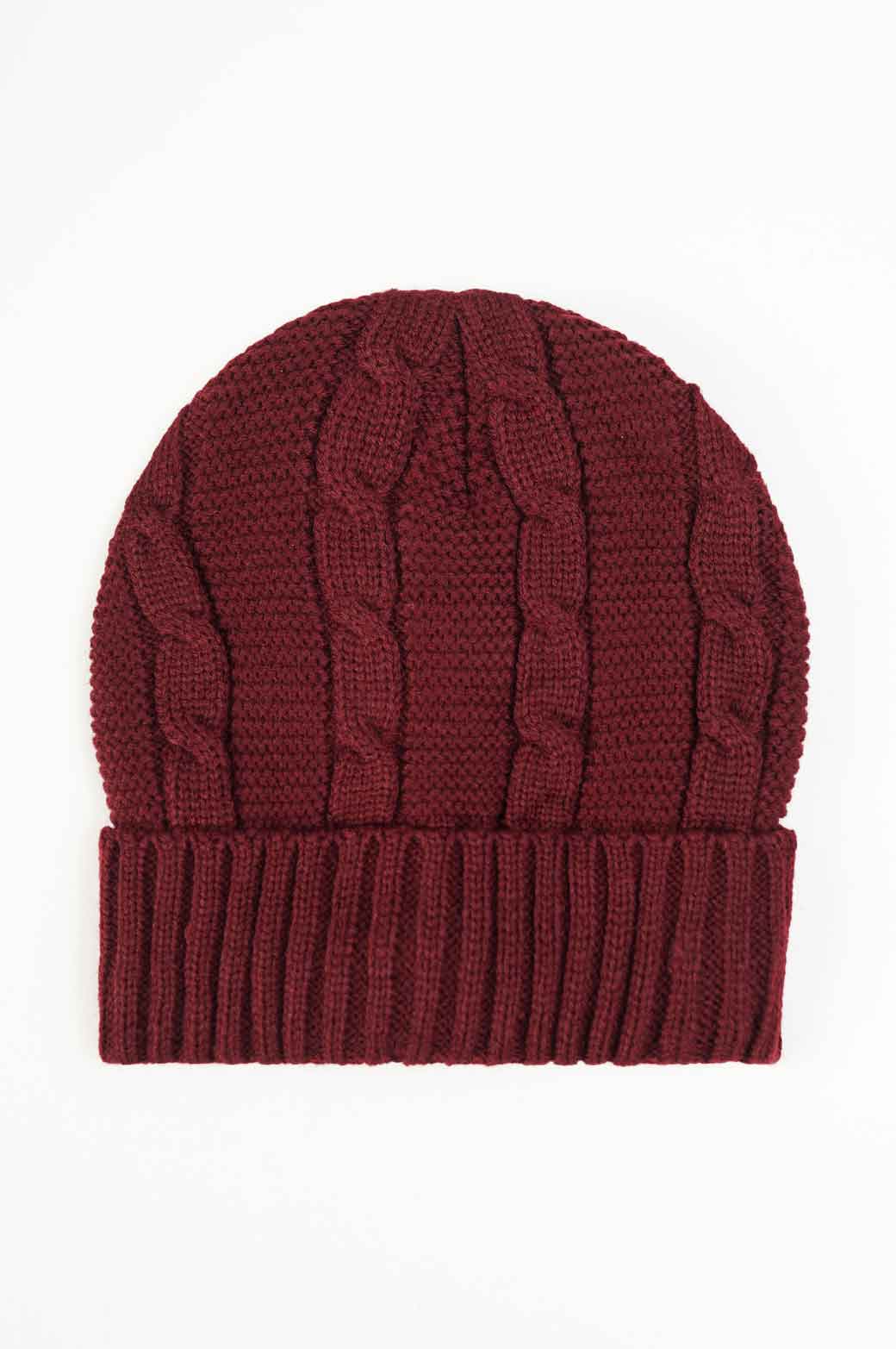 MAROON KNITTED BEANIE