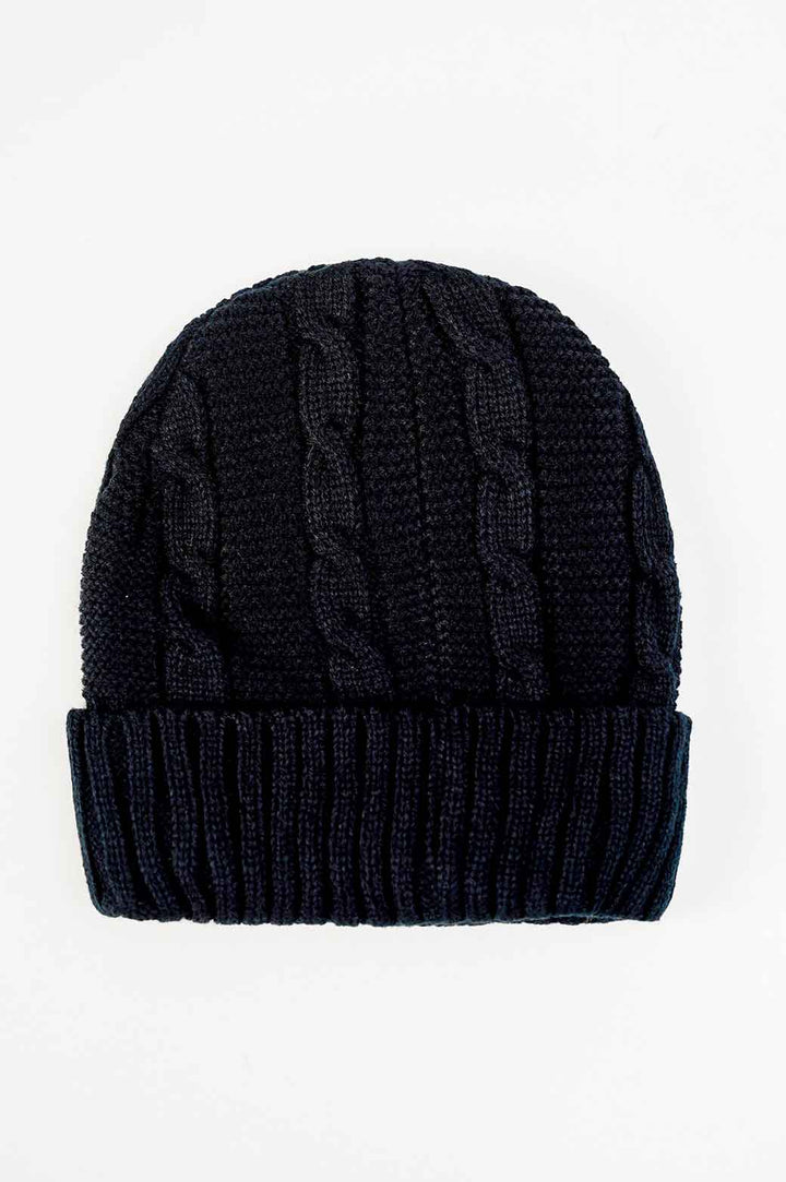 NAVY KNITTED BEANIE