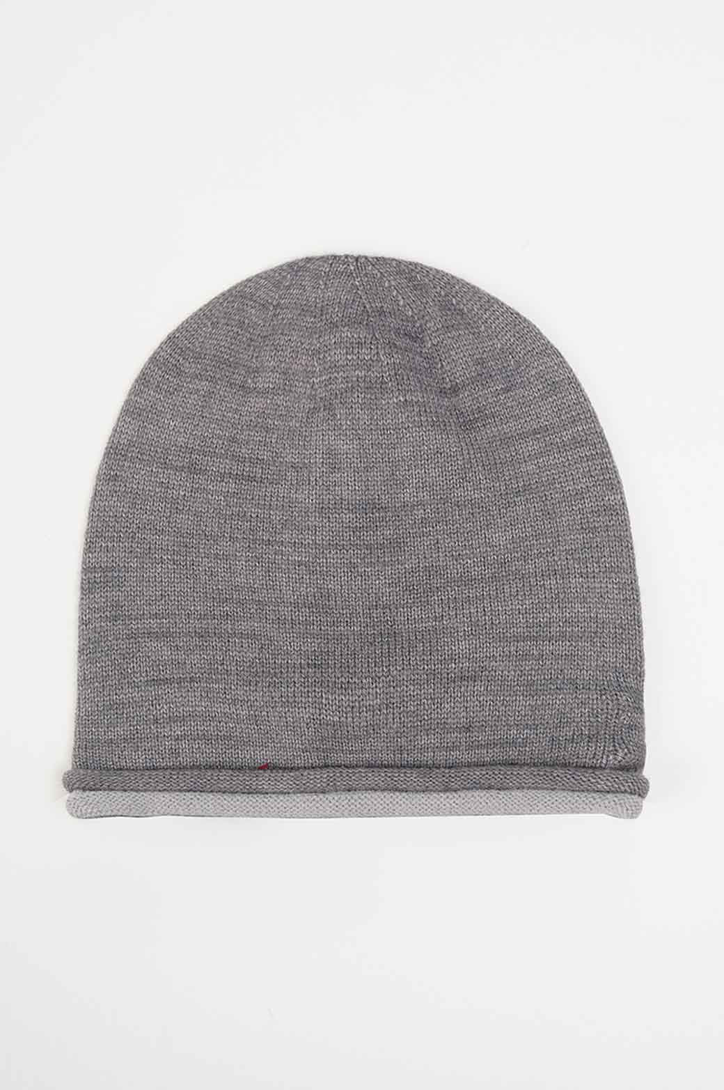 GRAY LONG KNIT BEANIE