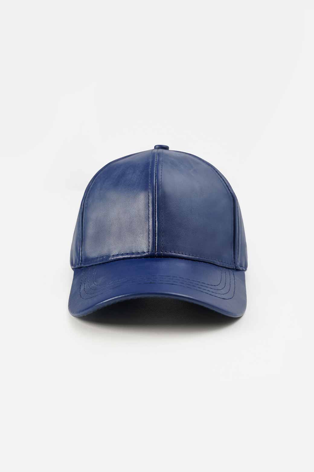 NAVY FAUX LEATHER CAP 