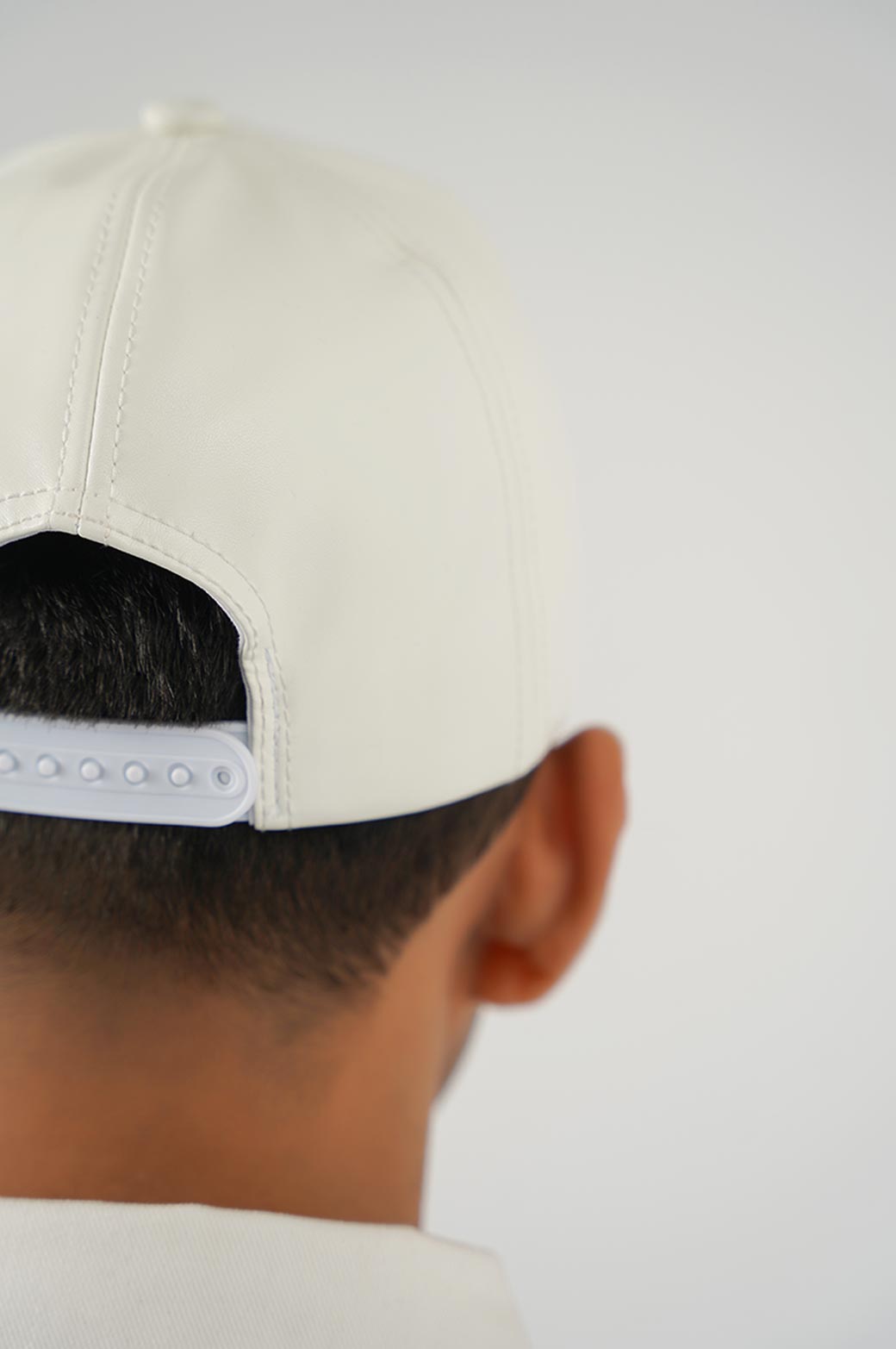 Leather cap white on sale