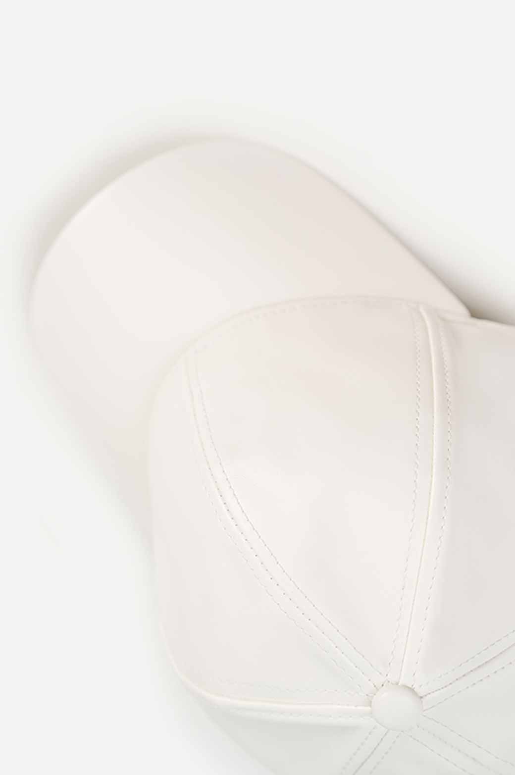 WHITE  FAUX LEATHER CAP 