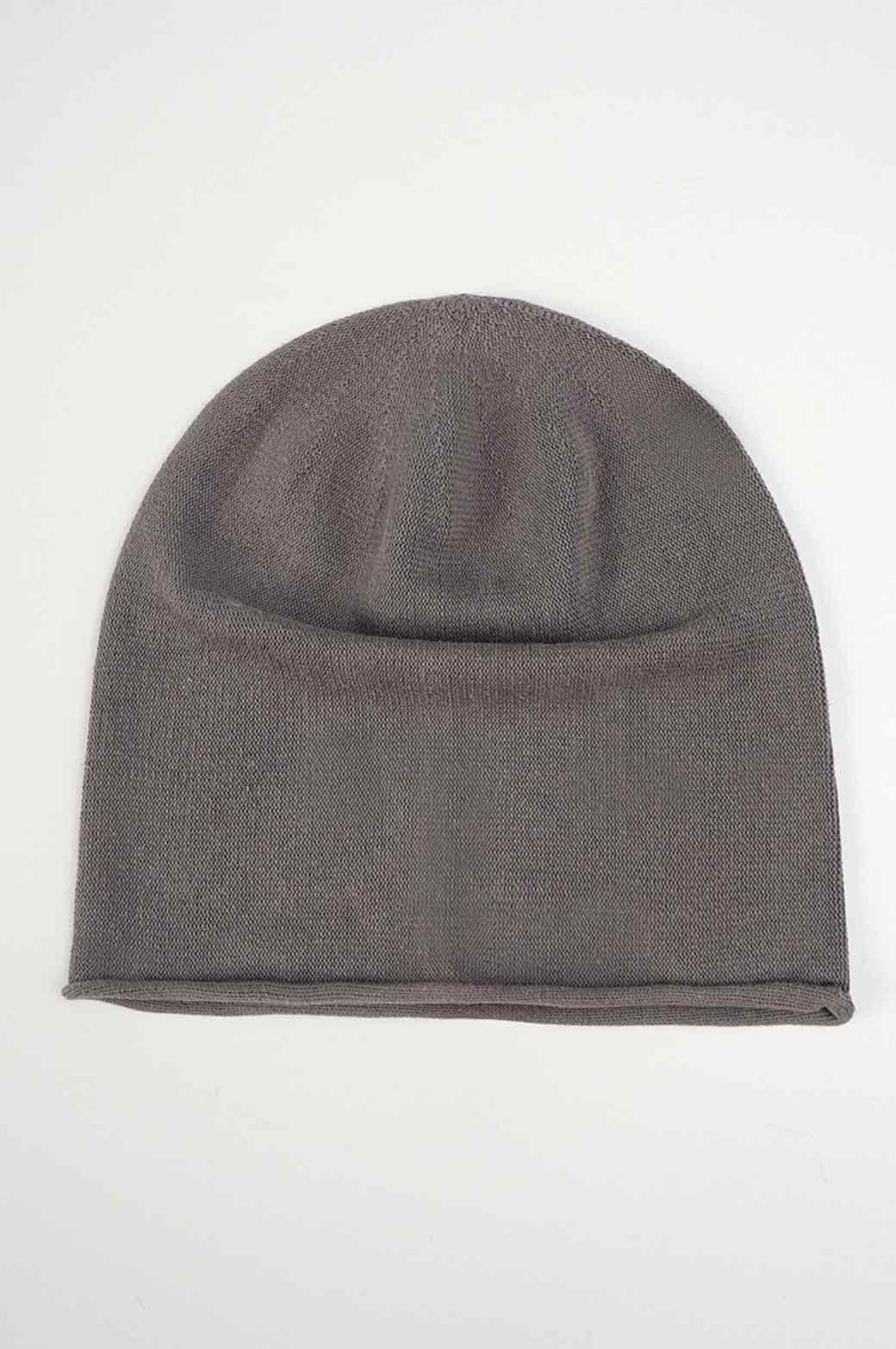 GRAY LONG FINE KNIT BEANIE