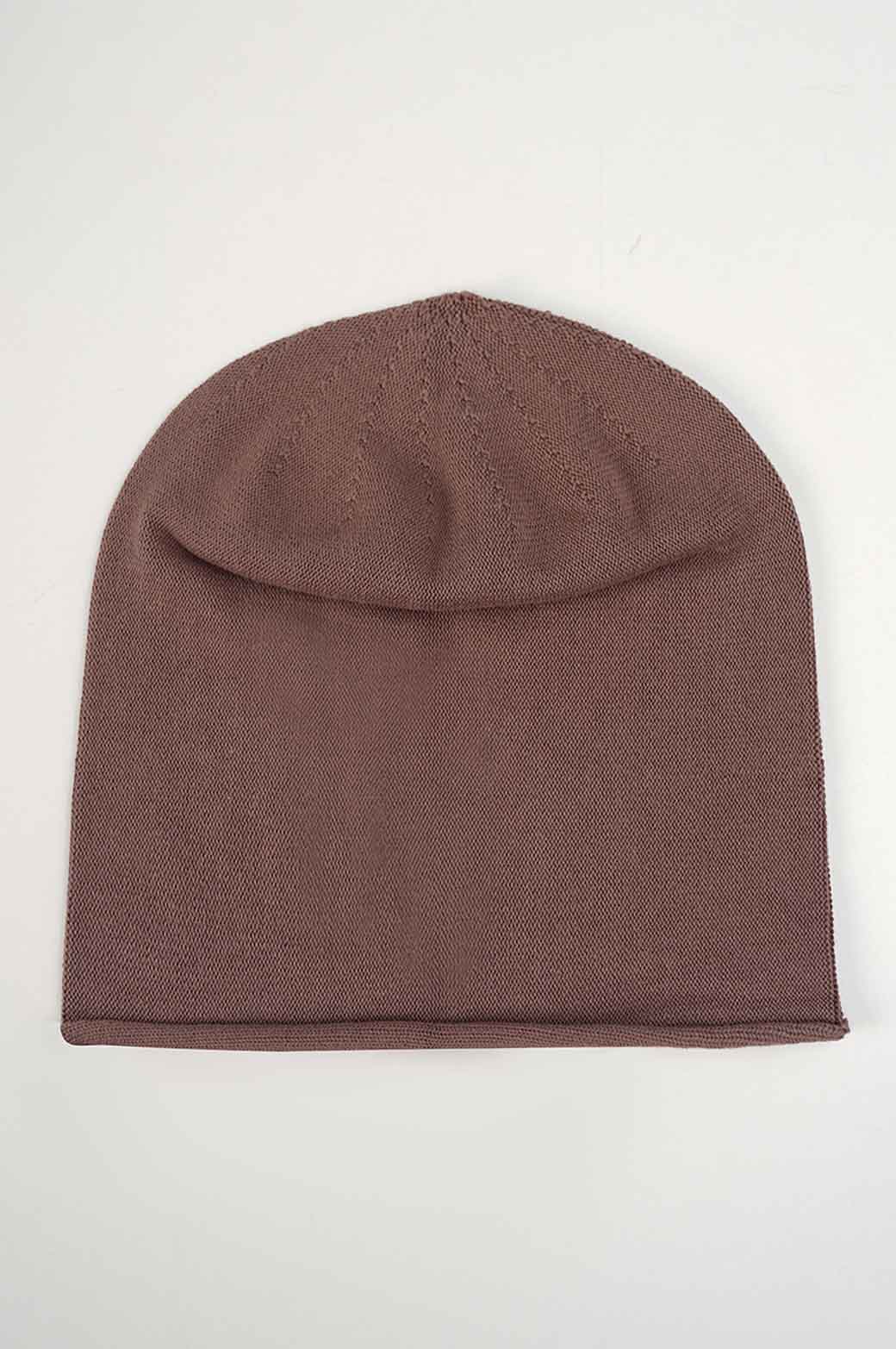 KHAKI LONG FINE KNIT BEANIE