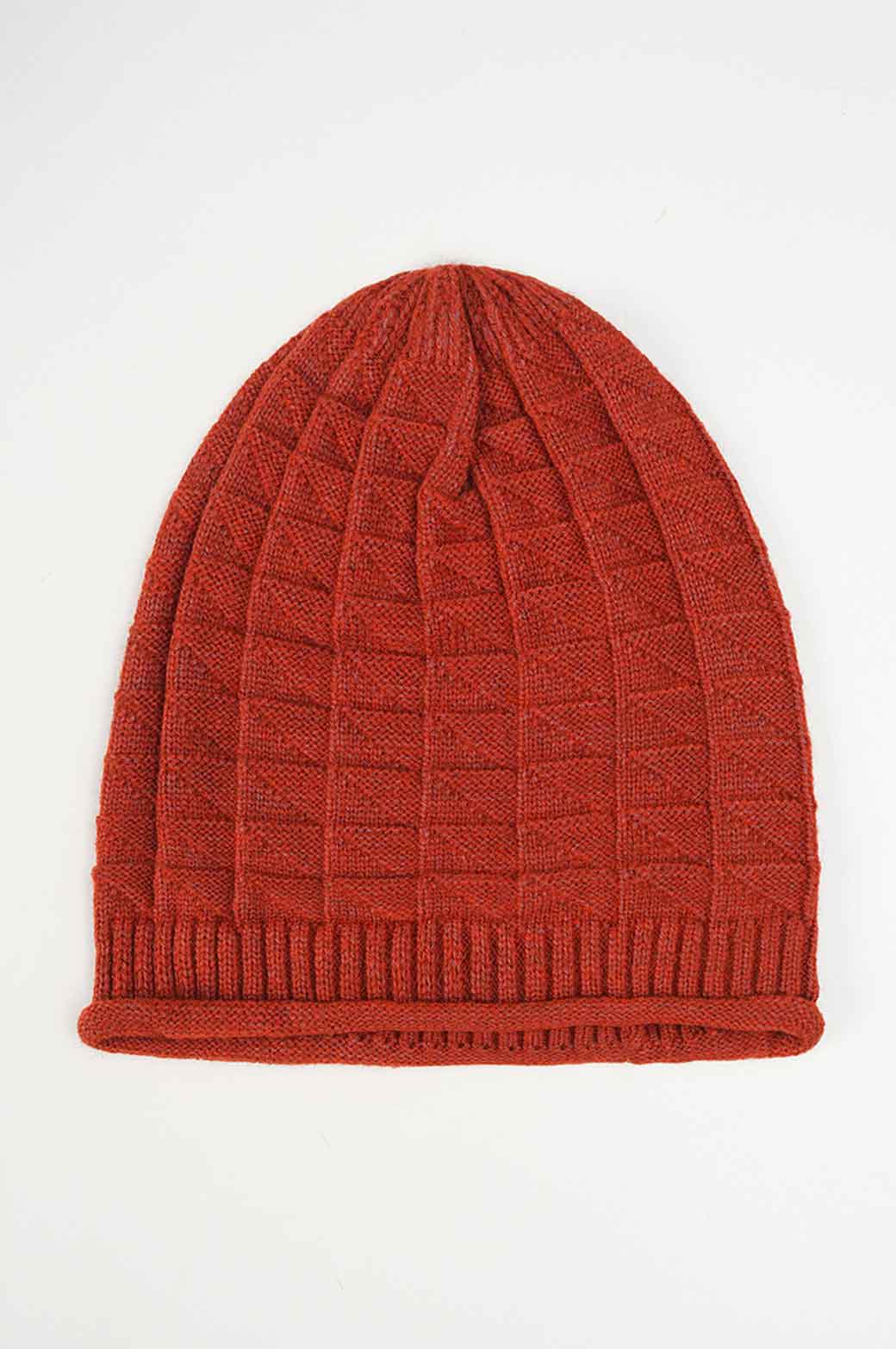 MAROON CROCHET LONG KNIT BEANIE 