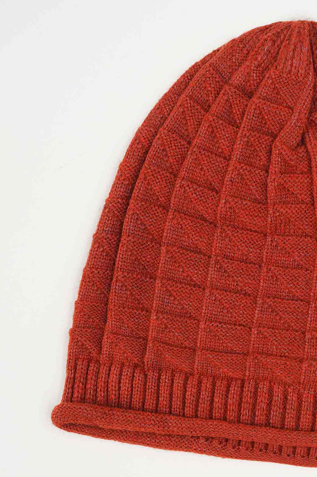 MAROON CROCHET LONG KNIT BEANIE 