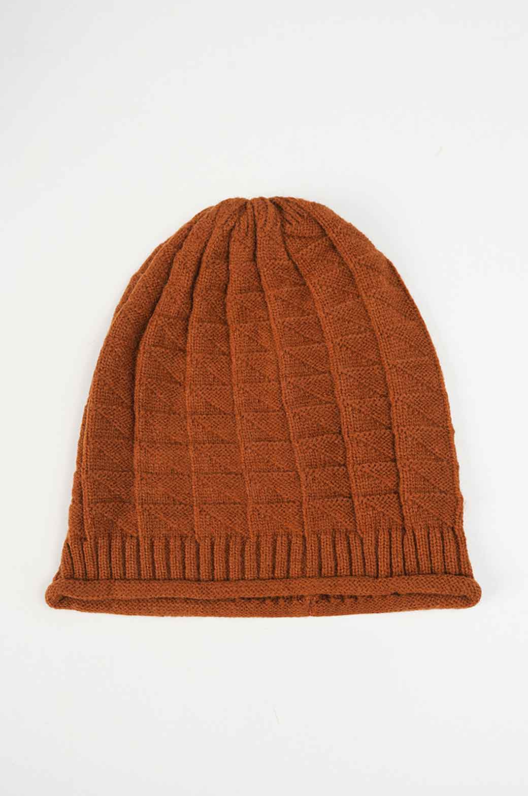 RUST CROCHET LONG KNIT BEANIE