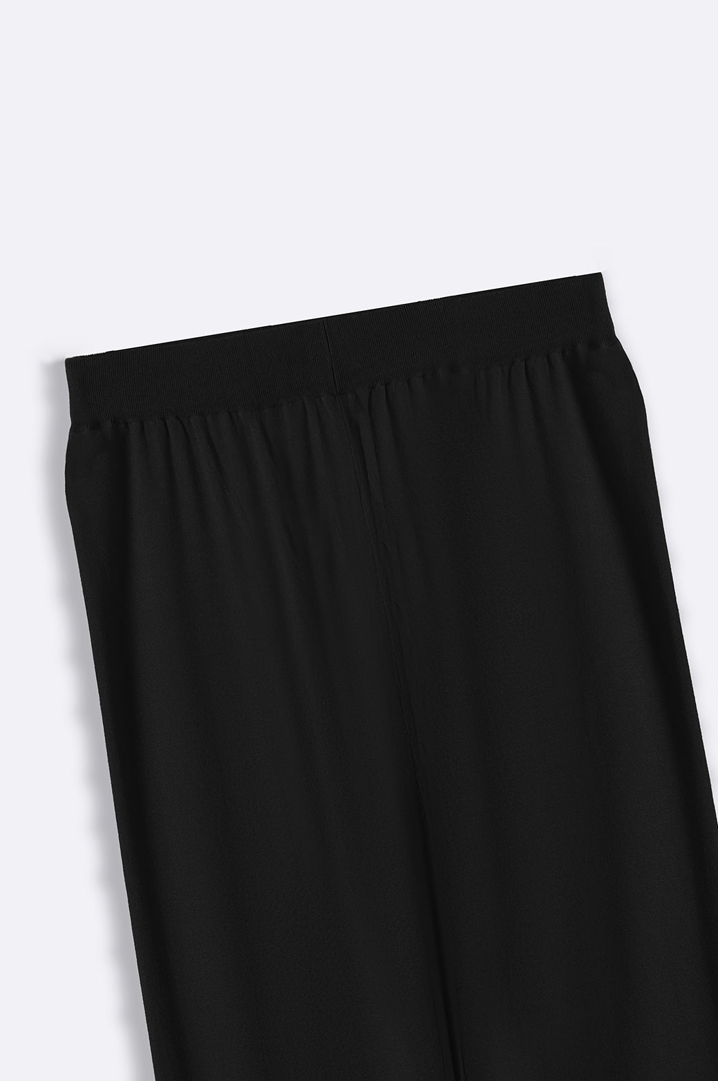 BLACK SOFT-KNIT STRAIGHT TROUSERS