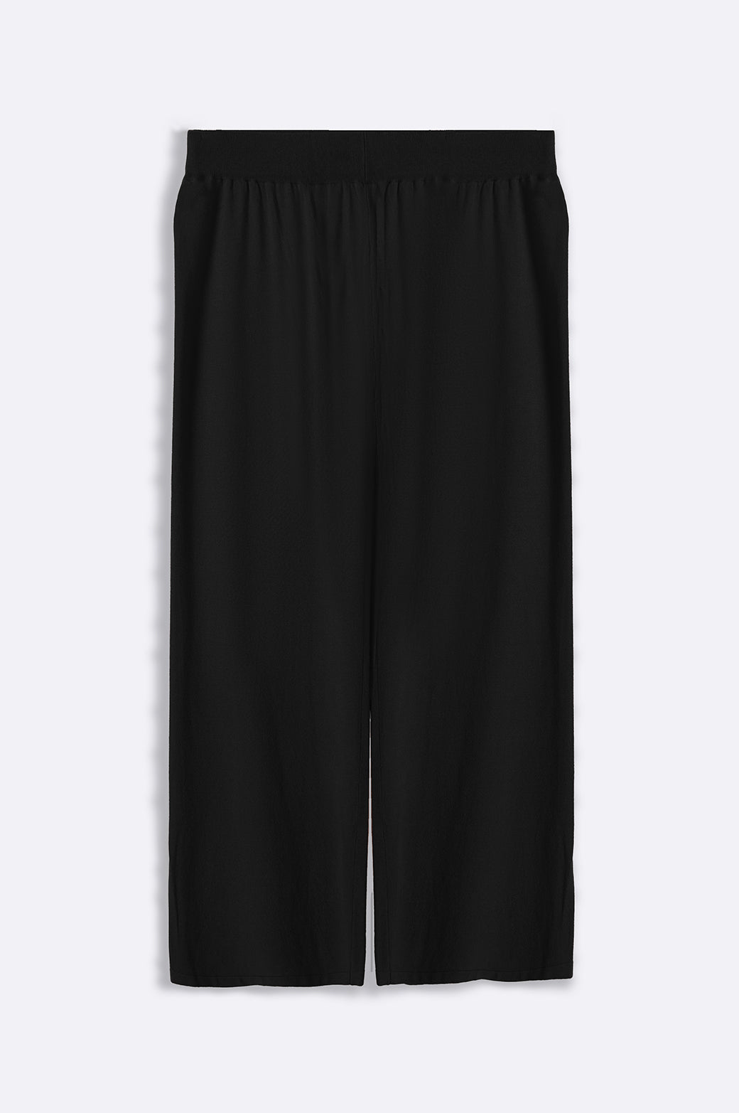 BLACK SOFT-KNIT STRAIGHT TROUSERS