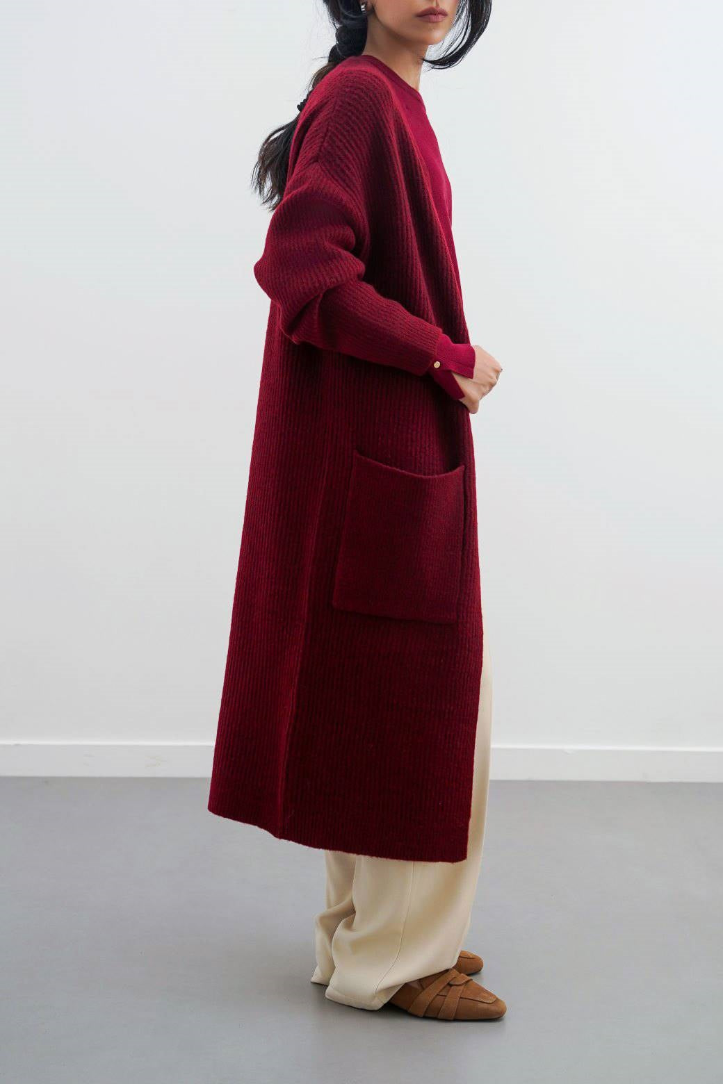 RED VIENNA WOOLY CARDIGAN