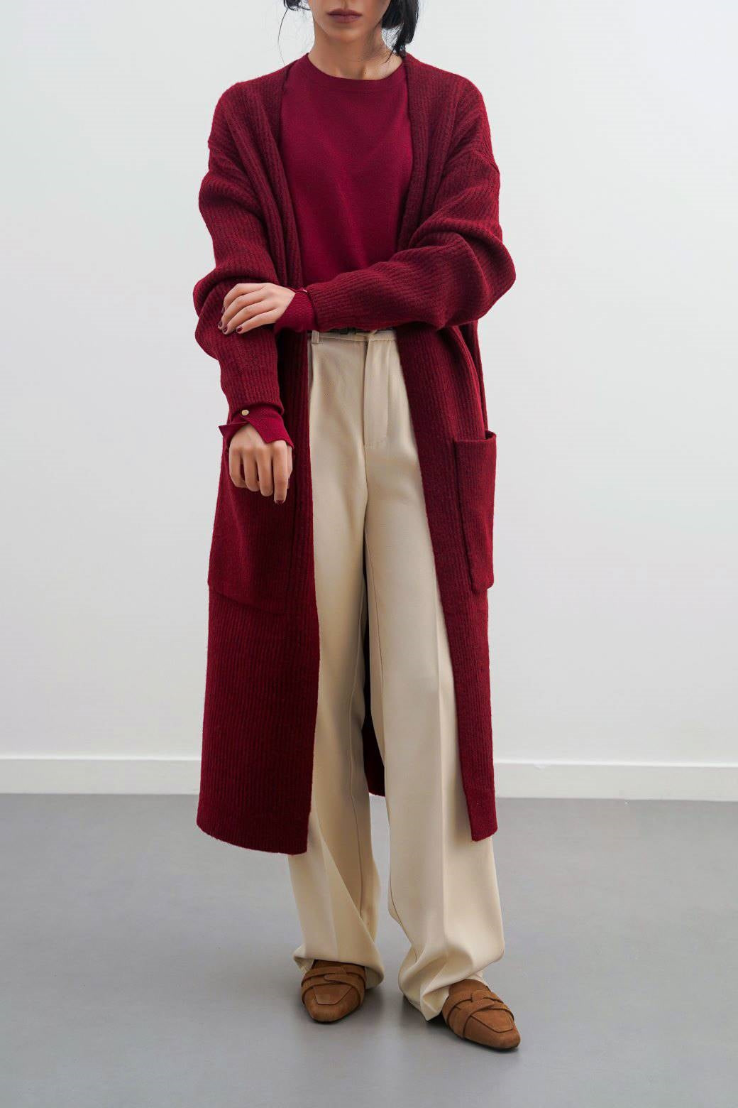 RED VIENNA WOOLY CARDIGAN