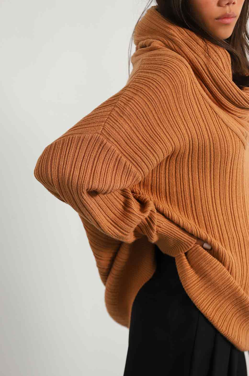 BROWN COSY COWL SWEATER