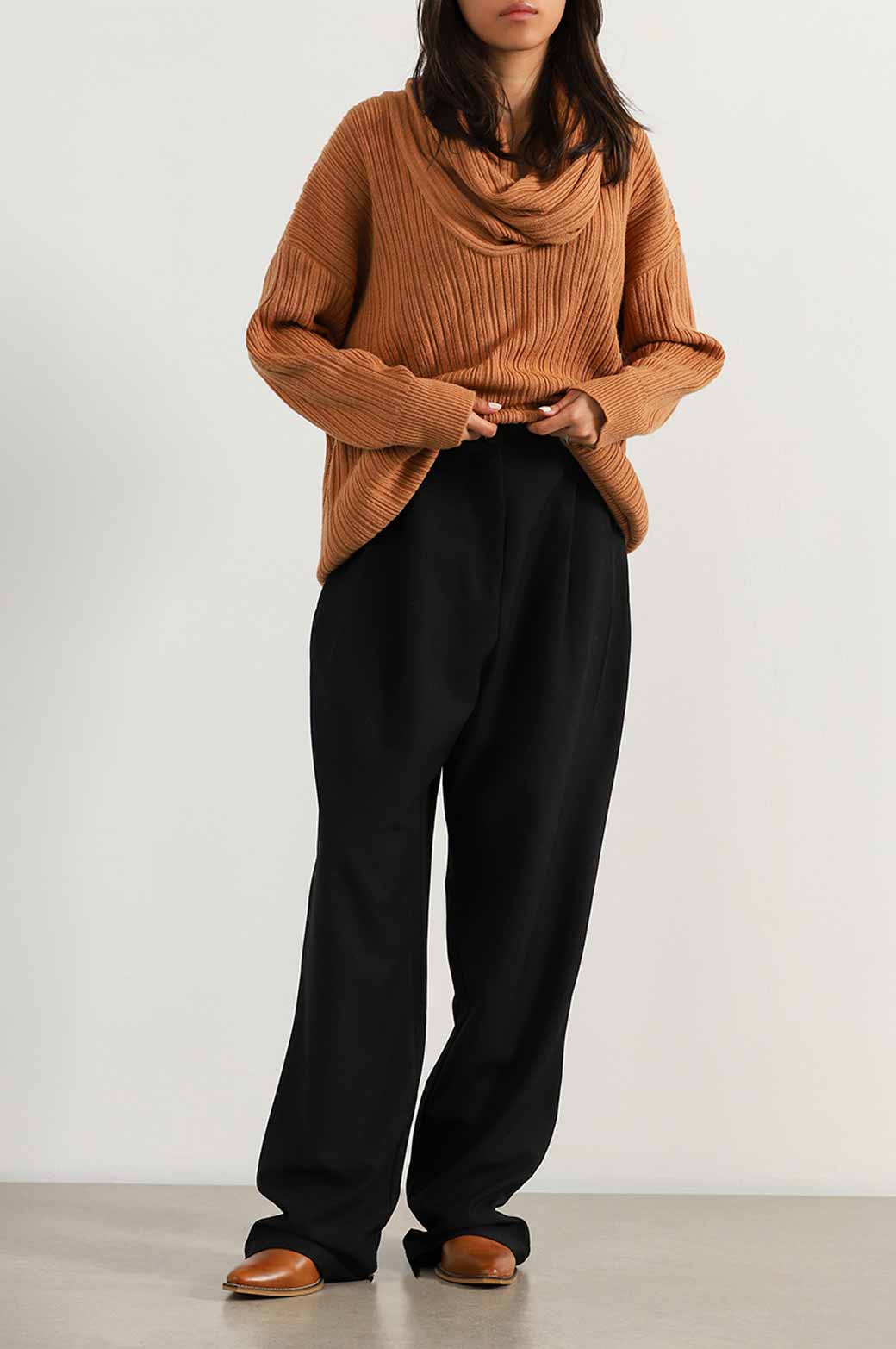 BROWN COSY COWL SWEATER