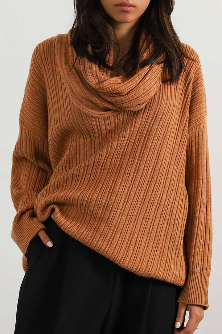 BROWN COSY COWL SWEATER