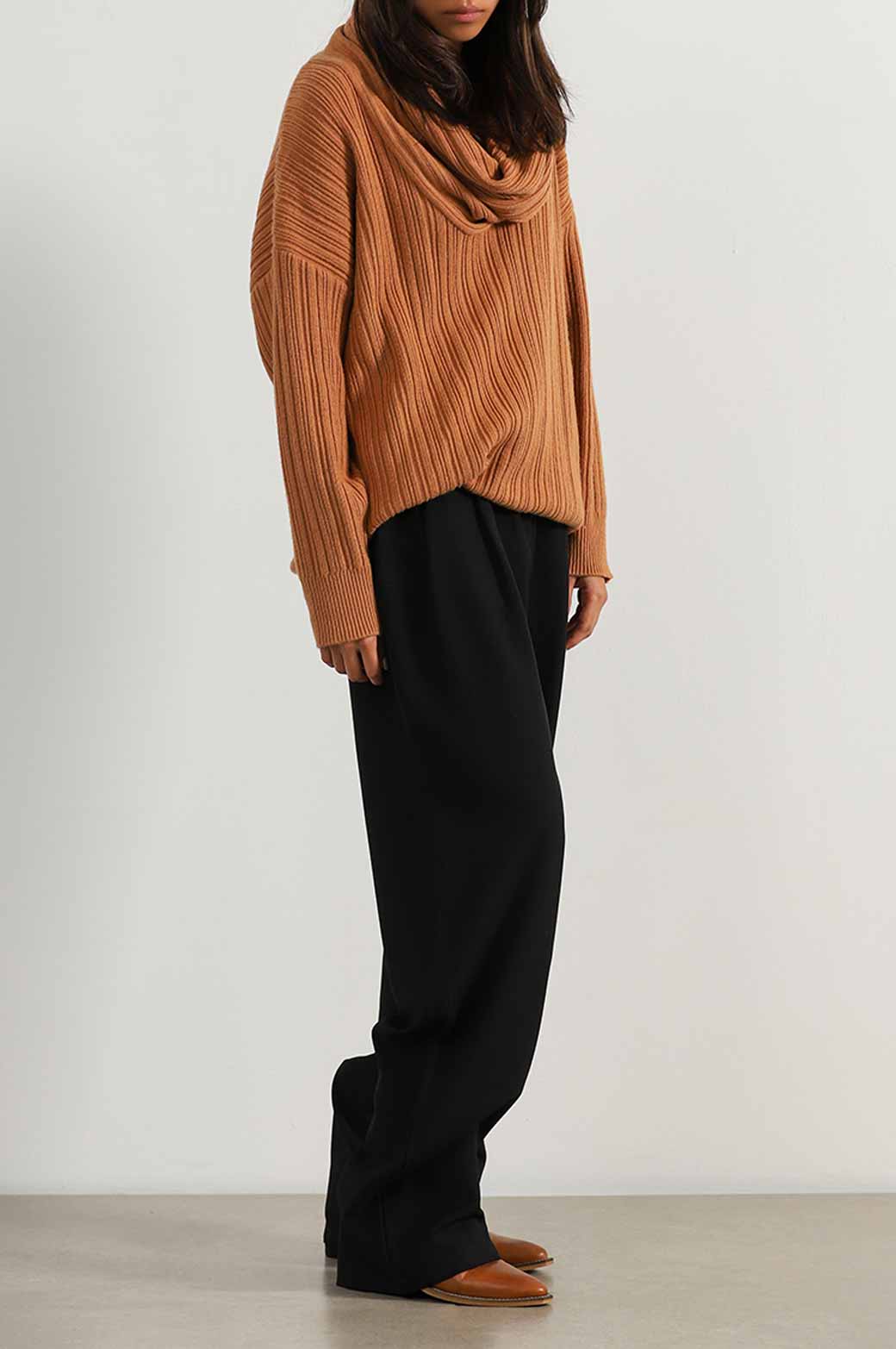 BROWN COSY COWL SWEATER