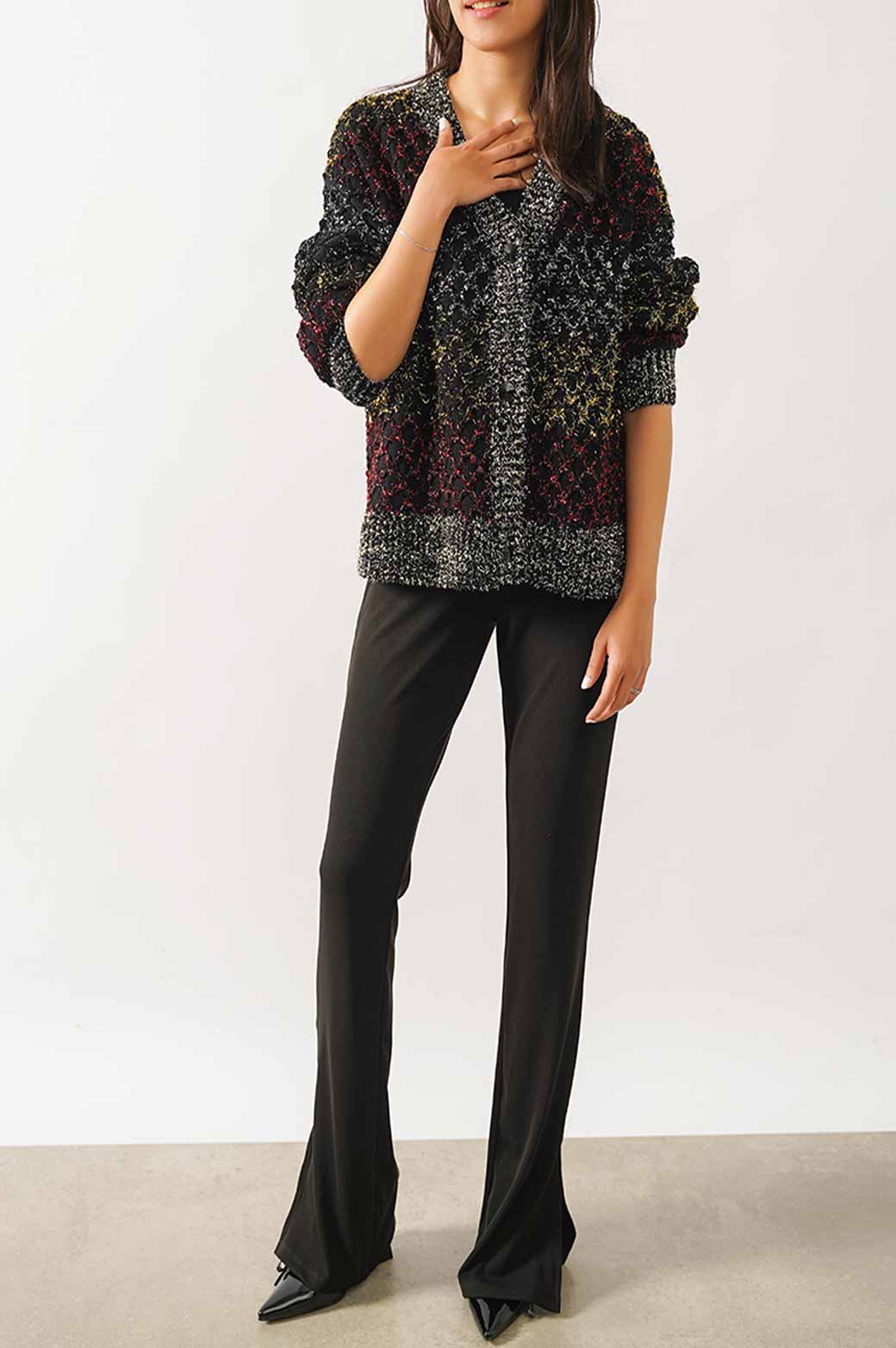 BLACK SOFT TINSEL CARDIGAN
